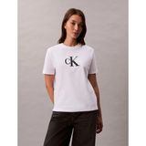 Calvin Klein Kısa Kollu Payetli Ck Grafikli Kadın Beyaz T-Shirt LV044E215G-YAA - M