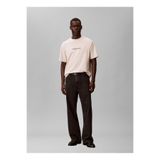 Calvin Klein Krem Erkek Logo Baskılı T-Shirt LV040HM2282JX_SS RLXD STANDARD LOGO