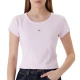 Calvin Klein Label kadın tişörtü, pudra pembesi, 2 x 2, Pembe., M