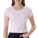 Calvin Klein Label kadın tişörtü, pudra pembesi, 2 x 2, Pembe., S