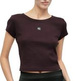 Calvin Klein Label tişört, kahverengi, kadın, 2 x 2 cm, Kahverengi, M