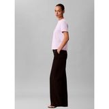 Calvin Klein Lila Kadın Standart Desenli T-Shirt Ss Lux Ctn Interlock Emblem Mock