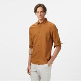 Calvin Klein Linen Cotton Regular Erkek Kahverengi Gömlek - S - GYM-Kahverengi