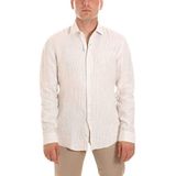 Calvin Klein Linen Stripe Slim Erkek Gömlek, Bej, 39 Beden