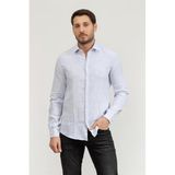 Calvin Klein Linen Stripe Slim Erkek Gömlek, Mavi, 39 Beden