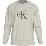 Calvin Klein Logo Baskılı Bisiklet Yaka Uzun Kollu Sweatshirt, 2XL, LV04RD242G, Bej, erkek
