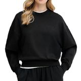 Calvin Klein Logo İşlemeli Bisiklet Yaka Sweatshirt, L, LV044C209G, Black, kadın