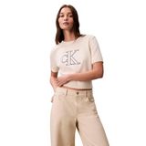 Calvin Klein LOGO SS TOP Kadın Kazak Tofu w/Grey Embroidery L
