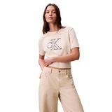 Calvin Klein LOGO SS TOP Kadın Kazak Tofu w/Grey Embroidery M
