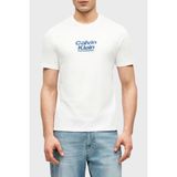Calvin Klein Logolu % 100 Pamuk Bisiklet Yaka T Shirt LV14RF803GYAF Erkek T Shirt LV14RF803G Yaf - Beyaz - XL