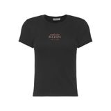 Calvin Klein Logolu Bisiklet Yaka T-Shirt, XS, LV047F240G, Siyah, Kadın