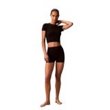 Calvin Klein Logolu Bisiklet Yakalı Crop T-Shirt, XL, LV00QS7546, Siyah, Kadın