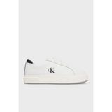 Calvin Klein Logolu Deri Sneaker Ayakkabı YM0YM0146001W Erkek Ayakkabı YM0YM01460 01W - Beyaz - Siyah