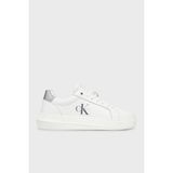 Calvin Klein Logolu Deri Sneaker Ayakkabı YW0YW0187602R Bayan Ayakkabı YW0YW01876 02R - Beyaz - Gümüş