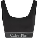 Calvin Klein Logolu Elastik Bantlı Geniş Askılı Spor Sütyeni, XS, 00GWF4K115, Siyah, Kadın