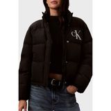 Calvin Klein Logolu Kuş Tüyü Dolgulu Dik Yaka Şişme Mont LV047H507GUB1 Kadın Mont LV047H507G Ub1 - Siyah - XS