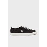 Calvin Klein Logolu Pamuk Karışımlı Sneakers Erkek Ayakkabı Kauçuk Taban ile Günlük Kullanım İçin - Siyah - Beyaz