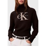 Calvin Klein Logolu Pamuklu Relaxed Fit Balıkçı Yaka Kazak LV047D354GUB1 Bayan Kazak LV047D354G Ub1 - Siyah