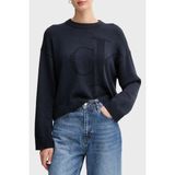 Calvin Klein Logolu Pamuklu Relaxed Fit Bisiklet Yaka Örme Kazak LV047D304GCEF Bayan Kazak LV047D304G Cef - Lacivert - XS