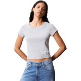 Calvin Klein Logolu Pamuklu T-Shirt, M, LV047C200G, Gri, Kadın