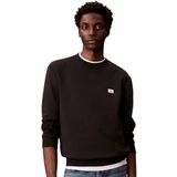Calvin Klein LS EU 350TERRY BADGE CREWNECK SW Erkek Sweatshirt, Black, S