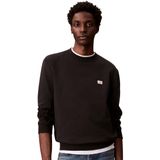 Calvin Klein LS EU 350TERRY BADGE CREWNECK SW Erkek Sweatshirt, Black, XL