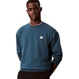 Calvin Klein LS EU 350TERRY BADGE CREWNECK SW Erkek Sweatshirt, Navy Teal, L