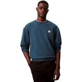 Calvin Klein LS EU 350TERRY BADGE CREWNECK SW Erkek Sweatshirt, Navy Teal, XL