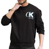 Calvin Klein Ls Eu 350Terry Ck Overlap Graphi Sweatshirt, S, LV04LD243G, Siyah, erkek
