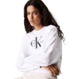 Calvin Klein LS MNLG FRNCH TRRY R Kadın Sweatshirt, Beyaz, S