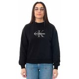 Calvin Klein LS MONOLOGO FRENCH TERRY RLXD CR Kadın Sweatshirt, Casual Blue, S