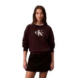 Calvin Klein LS MONOLOGO FRENCH TERRY RLXD CR Kadın Sweatshirt, Mocha Brown, L