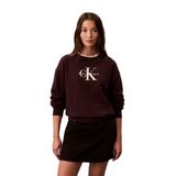Calvin Klein LS MONOLOGO FRENCH TERRY RLXD CR Kadın Sweatshirt, Mocha Brown, XS