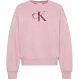 Calvin Klein Ls Monologo French Terry Rlxd Cr Kadın Sweatshirt, Pembe, S