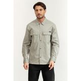 Calvin Klein LS Utility Relaxed Overshirt Erkek Gömlek, Gri, L Beden