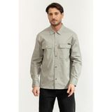 Calvin Klein LS Utility Relaxed Overshirt Erkek Gömlek, Gri, XL