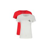 Calvin Klein Marka Logolu Organik Pamuklu Beyaz-Kırmızı T-Shirt, S, J20J219734, Beyaz-Kırmızı, Kadın