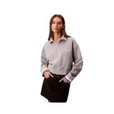 Calvin Klein Marka Logolu Pamuk Karışımlı Yarım Fermuarlı Şık Görünümlü Sweatshirt, L, LVGWF5W310, Gri, kadın