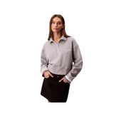 Calvin Klein Marka Logolu Pamuk Karışımlı Yarım Fermuarlı Şık Görünümlü Sweatshirt, S, LVGWF5W310, Gri, kadın