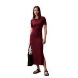 Calvin Klein Modal Bordo Elbise, XS, LV044C902G, Kırmızı, Kadın