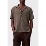 Calvin Klein Modal Karışımlı Relaxed Fit Kısa Kollu Gömlek LV04LF114G9O9 Erkek Gömlek LV04LF114G 9o9 - Kahve - 2XL