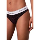 Calvin Klein Monogram Desenli Logo Baskılı Tanga, M, LV00QF8518, SEAMLESS EMBLEM+BLACK/ASHFORD GRAY, kadın