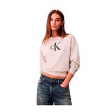 Calvin Klein Monologo Uzun Kollu Rahat Kesim Penye Bisiklet Yaka Gri Sweatshirt, S, P62102S1479, GRİ, kadın