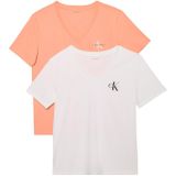Calvin Klein monologo vnk 2pack tee Kadın Shirt Just Peach/Brilliant White XS