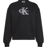 Calvin Klein Normal Kalıp Pamuklu Logo İşlemeli Uzun Kollu Sweatshirt, L, LV047E825G, Siyah, kadın