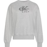 Calvin Klein Normal Kalıp Pamuklu Logo İşlemeli Uzun Kollu Sweatshirt, XS, LV047E825G, Gri, kadın