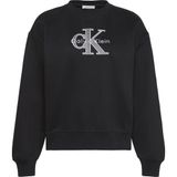 Calvin Klein Normal Kalıp Pamuklu Logo İşlemeli Uzun Kollu Sweatshirt, XS, LV047E825G, Siyah, kadın