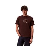 Calvin Klein Normal Kesim Yuvarlak Yakalı CK Logo Baskılı Pamuklu Kısa Kollu T-Shirt, M, LV04RB862G, Kahverengi, Erkek