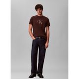 Calvin Klein Normal Kesim Yuvarlak Yakalı CK Logo Baskılı Pamuklu Kısa Kollu T-Shirt, S, LV04RB862G, Kahverengi, Erkek