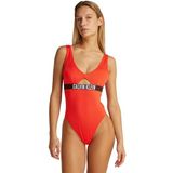 Calvin Klein one piece fashion fit Kadın Mayo Flaming Chili Small